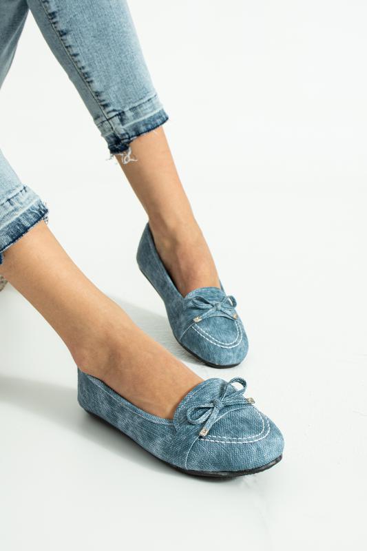 STOCON Kadın Günlük Babet  Rahat Taban Denim Kumas Anne Ayakkabısı STC382