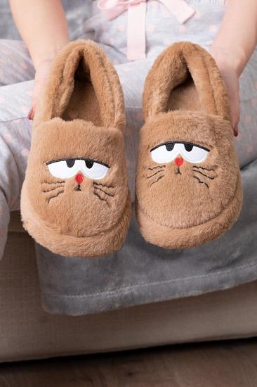  STOCON Kedi Fiğürlü Kadın Panduf Ev Pandufu Kadın Ev Terliği Ev Botu STC343