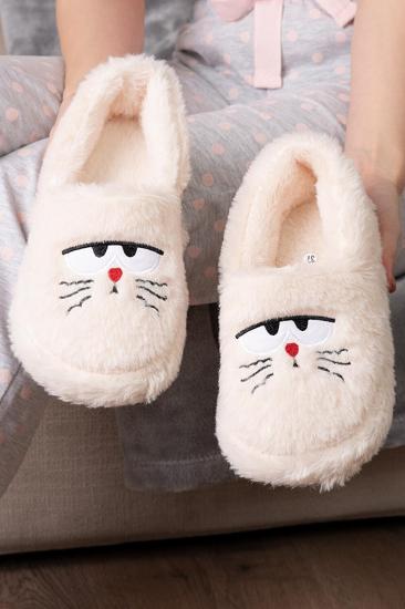  STOCON Kedi Fiğürlü Kadın Panduf Ev Pandufu Kadın Ev Terliği Ev Botu STC343