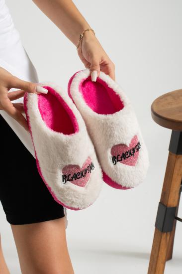 Pofuduk Blackpink Figürlü Panduf Kadın Ev Terliği Tüylü Terlik 