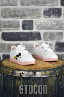 STOCON Kız Çocuk Beyaz Cırtlı Günlük Spor Ayakkabı Beyaz-Pudra