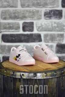 STOCON Kız Çocuk Beyaz Cırtlı Günlük Spor Ayakkabı Pudra