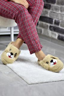 STOCON Kadın Ev Terliği Köpek Figürlü Ev Panduf Terlik Ses Yapmaz Taban