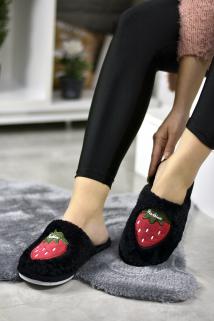 STOCON Kadın Ev Terliği Çilek Desenli Ev İçi Terlik Misafir Terliği